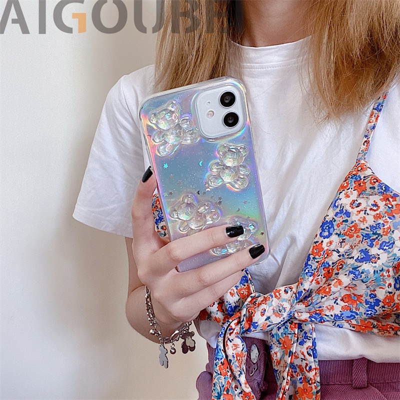 Delicate Transparent Radium Color Four Bears Phone Case Silicone Protective Cover for IPHONE 13 13PRO 13 PRO MAX 12 12PRO 12PROMAX 11PRO 11PROMAX X XS XR XSMAX