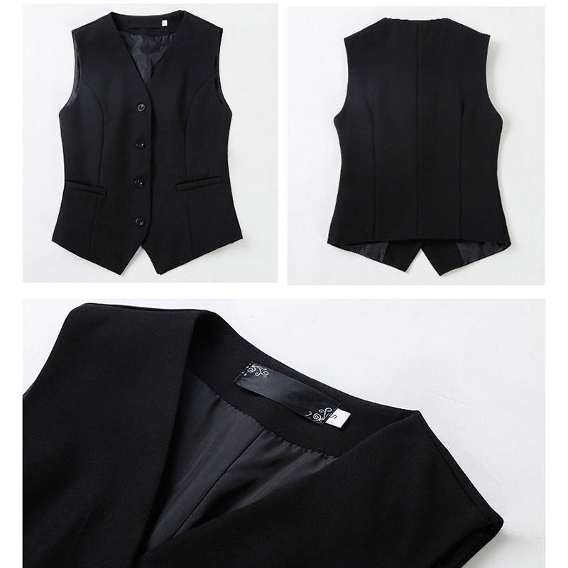 Suit vest và gilê⊙₪❖Áo khoác ghi lê của phụ nữ áo vest mùa xuân mặc bên ngoài thời trang tính khí màu đen mỏng cộng với