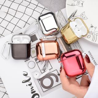 Plating PC Headphone Protective Cover For Airpods 1 2 Generation Wireless Earphone Charging box Case With Hook