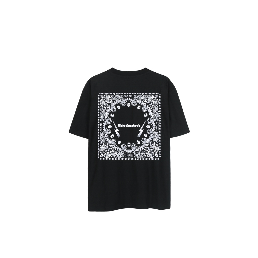 Áo Thun Three Hundred Họa Tiết Bandana Màu Đen
