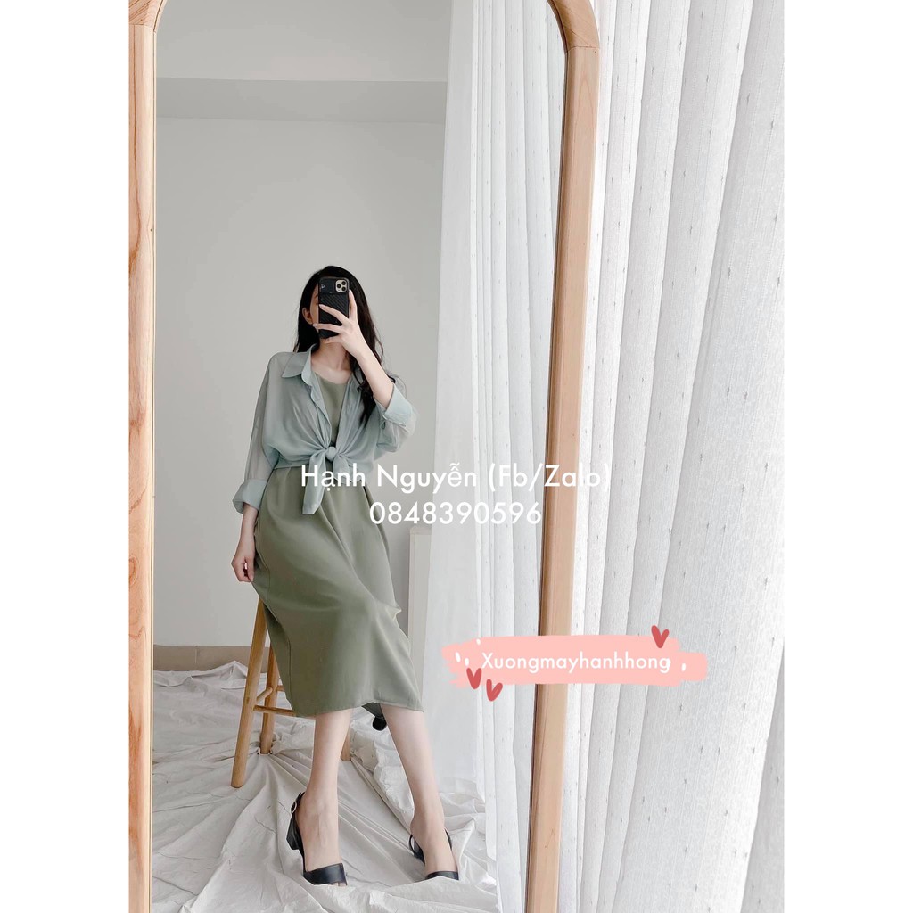 Váy 2 dây - đầm suông nữ vải đũi lụa mềm mịn mát