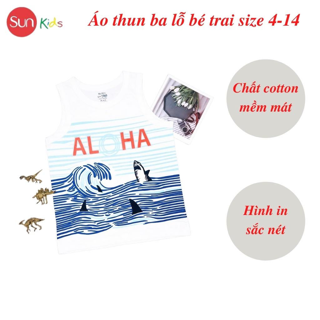 Áo thun bé trai, áo ba lỗ bé trai chất cotton, nhiều màu, Size 4 - 14 tuổi - SUNKIDS