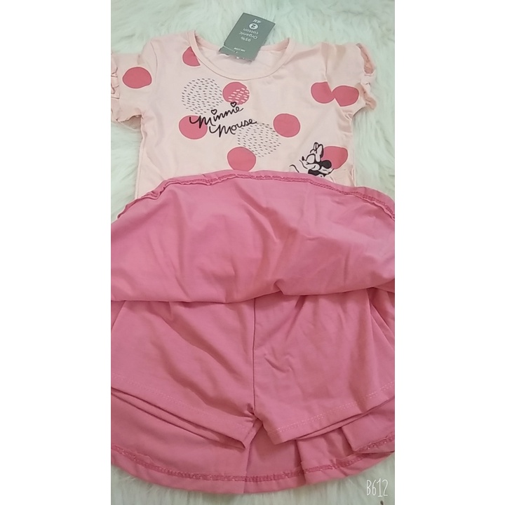 (Hàng Việt Nam mới về) Set bộ MICKEY chấm bi hồng + chân váy bé gái. Sét váy bé gái (MB.V008)