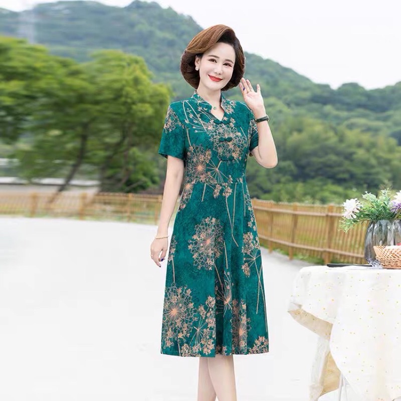 Đầm Trung Niên Cho Mẹ, Váy Dài Trung Tuổi Sang Trọng Dự Tiệc U40 U50 Bigsize