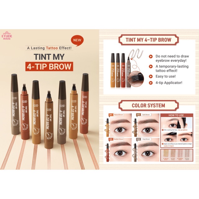 [ETUDE HOUSE] Bút Kẻ Chân Mày Phẩy Sợi Tint My 4-Tip Brow 4 Color | BigBuy360 - bigbuy360.vn