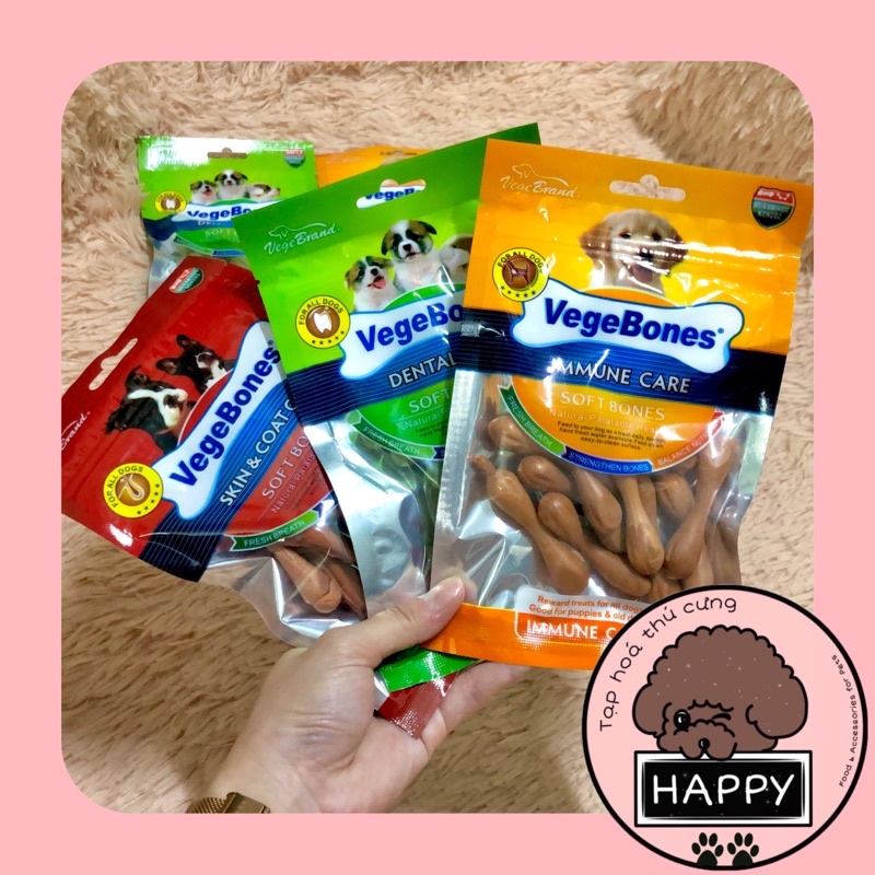 Xương thưởng mềm Vegebones 60gr cho chó / Bánh thưởng xương gặm Soft bones cho cún - Tạp Hoá Thú Cưng Happy