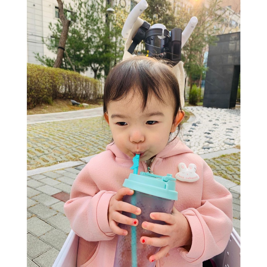 Set 3 Ống Hút Eeeek 100% Silicone Hàn Quốc Siêu Mềm An Toàn Cho Bé
