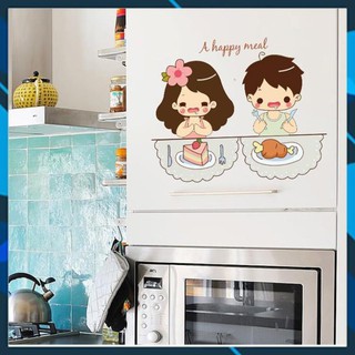 [XẢ HÀNG] Decal dán tường Bữa ăn hạnh phúc - A happy meal DBT008 Decal AmyShop