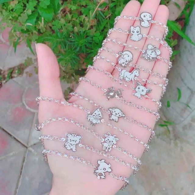 Lắc tay QMJ CON GIÁP bạc 925 cao cấp có size cho mẹ và bé yêu, vòng khắc chữ lazer