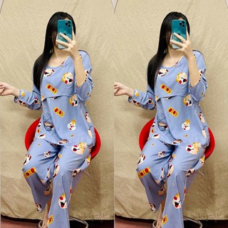 Bộ đồ lanh lụa dài tay mặc bầu , sau sinh cho con bú