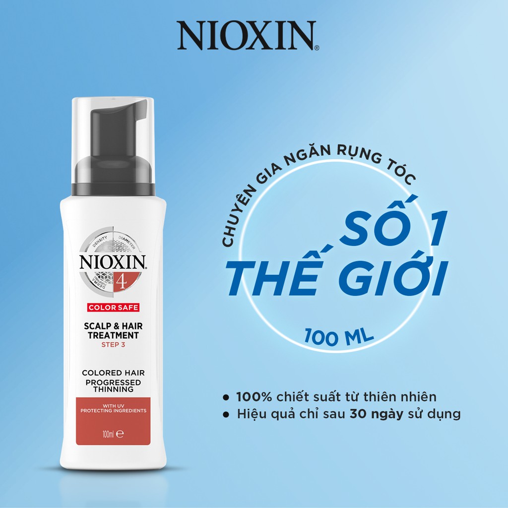 Tinh Chất Nioxin 4 Dành Cho Tóc Nhuộm, Thưa Mỏng Và Rụng Nhiều Trong Thời Gian Dài Scalp & Hair Treatment 100ml