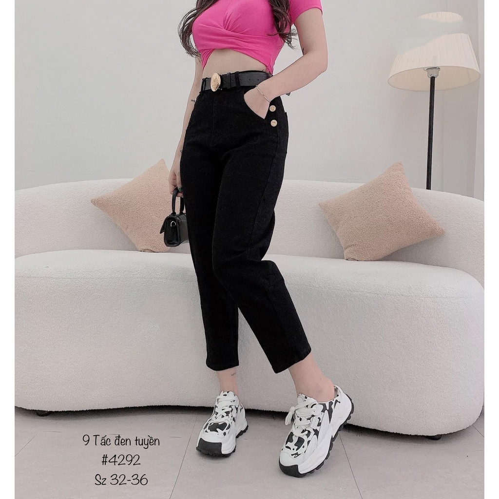 [60-90kg] Quần jean nữ BIGSIZE dài 9 tấc đính cườm túi dành cho người béo 4292 MLJ