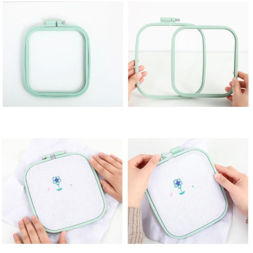 Khung căng vải chuyên dụng cho tranh thêu chữ thập bằng nhựa hình vuông tiện lợi