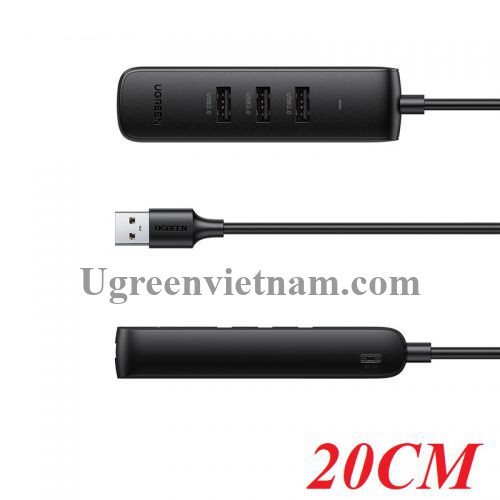 Cáp Chuyển USB 2.0 sang 1 cổng Lan RJ45 và 3 Cổng USB 2.0 Ugreen 20294 - Hàng Chính Hãng