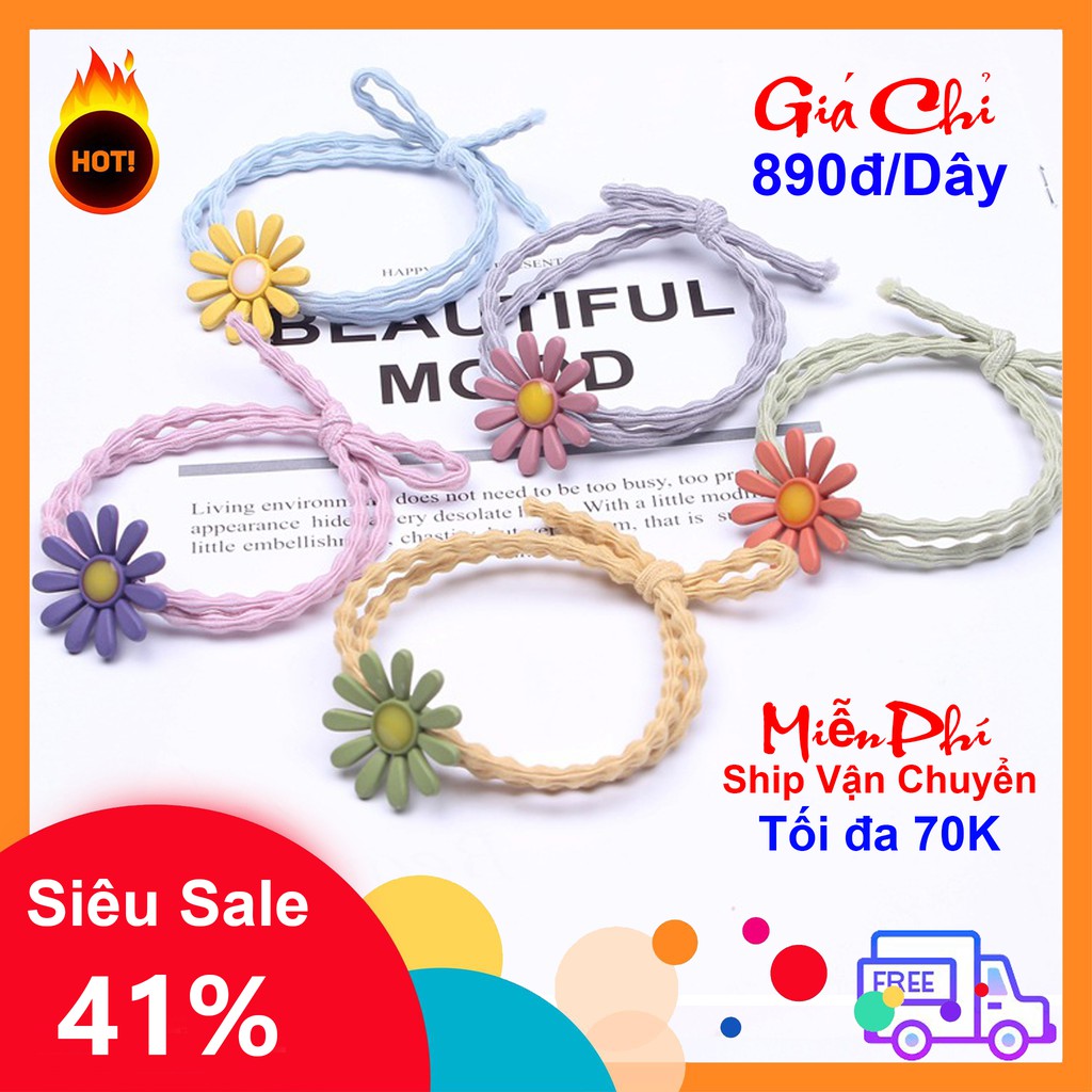 COMBO Sỉ 1 - Combo 10 Dây Thun Cột Tóc, Buộc Tóc Hoa Cúc Nữ Xinh Đẹp Dễ Thương Style Hàn Quốc (Giá sỉ Siêu Rẻ)