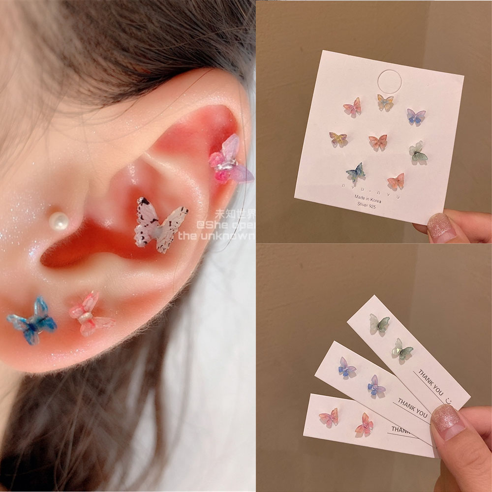 Set 8 hoa tai hình bướm 3D nhiều màu sắc thời trang