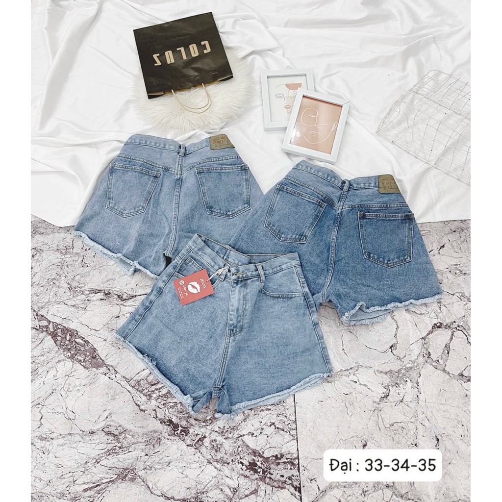 Quần sọt jean nữ trơn tua lai siêu xinh