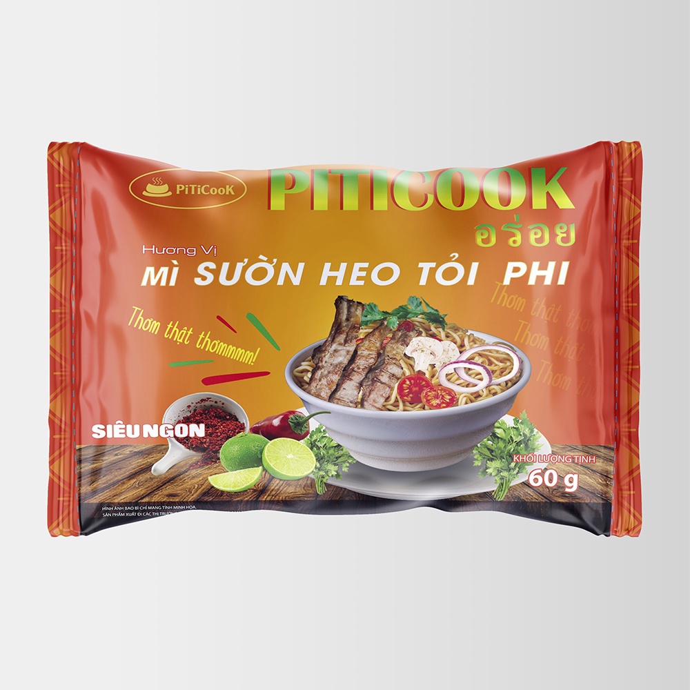 Mì tôm vị sườn heo tỏi phi, đậm vị, siêu ngon chính hãng Piticook 60g | BigBuy360 - bigbuy360.vn