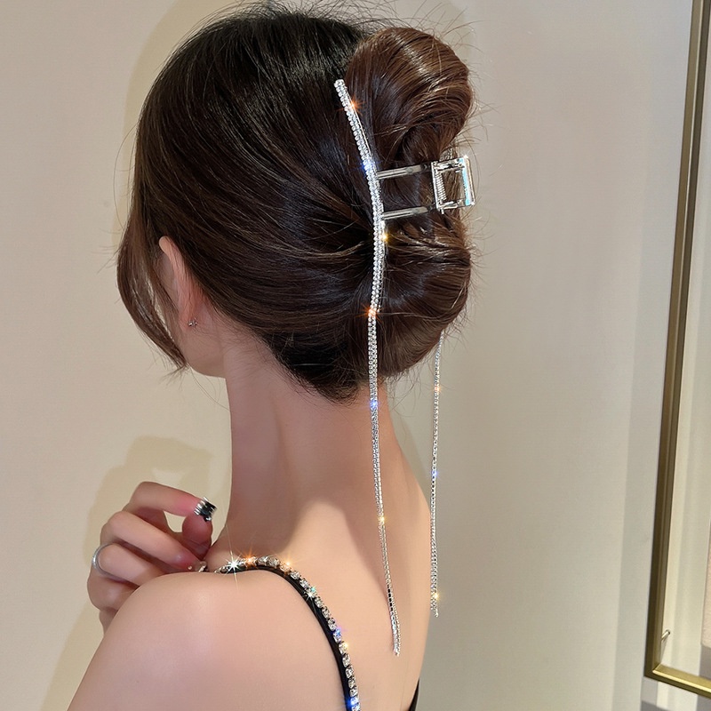 Kẹp Tóc Tua Rua Dài Đính Đá Lấp Lánh Sang Trọng Cho Nữ
