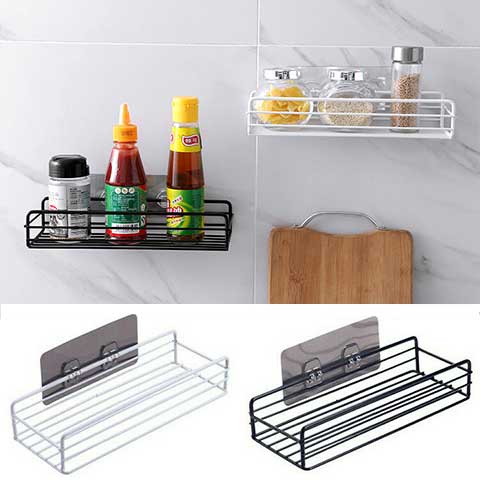 Kệ để đồ nhà tắm/nhà bếp hình chữ nhật kèm miếng dán siêu dính tiện dụng