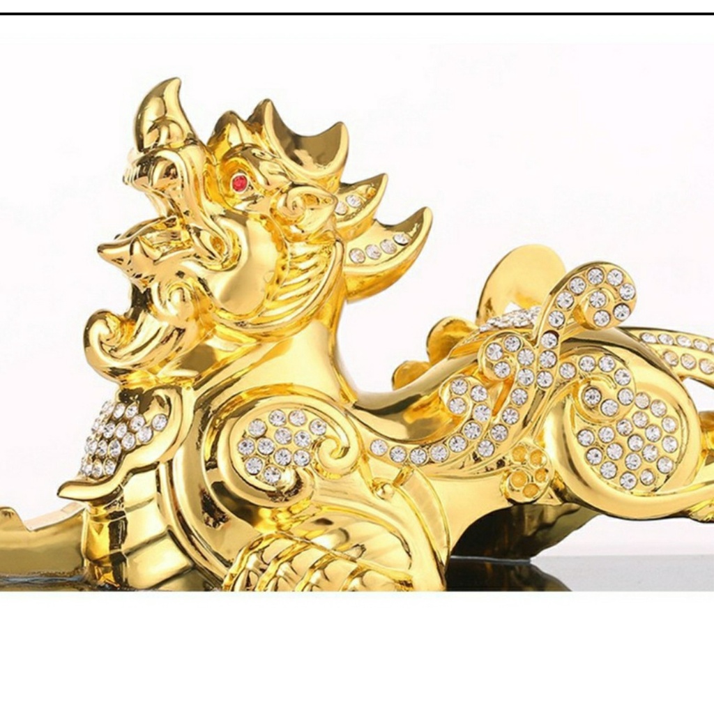 Tượng Tỳ Hưu Mạ Vàng Dùng Để Trang Trí Taplo Ô Tô Kiêm Bình Đựng Nước Hoa Phong Thủy Làm Bằng Kẽm