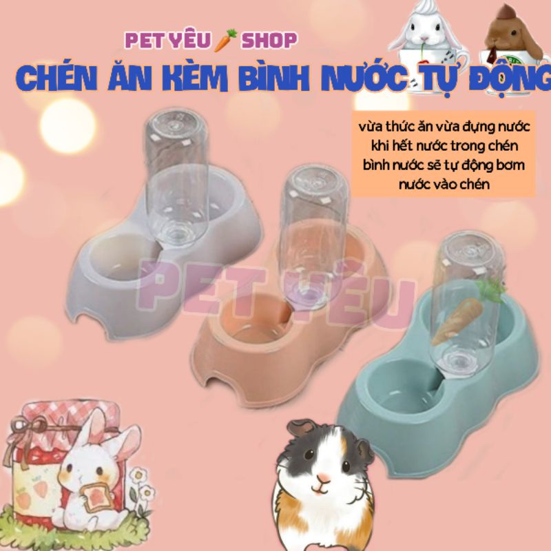 Bình nước tự động kèm.đựng thức ăn thỏ bọ chinchilla chó mèo