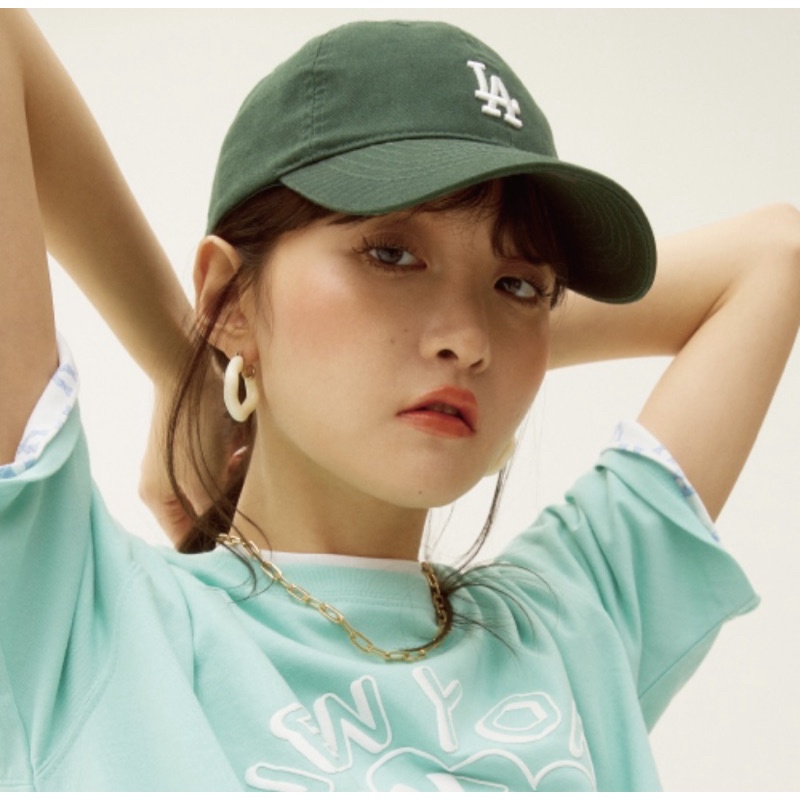 Nón MLB LA xanh rêu logo nhỏ chính hãng