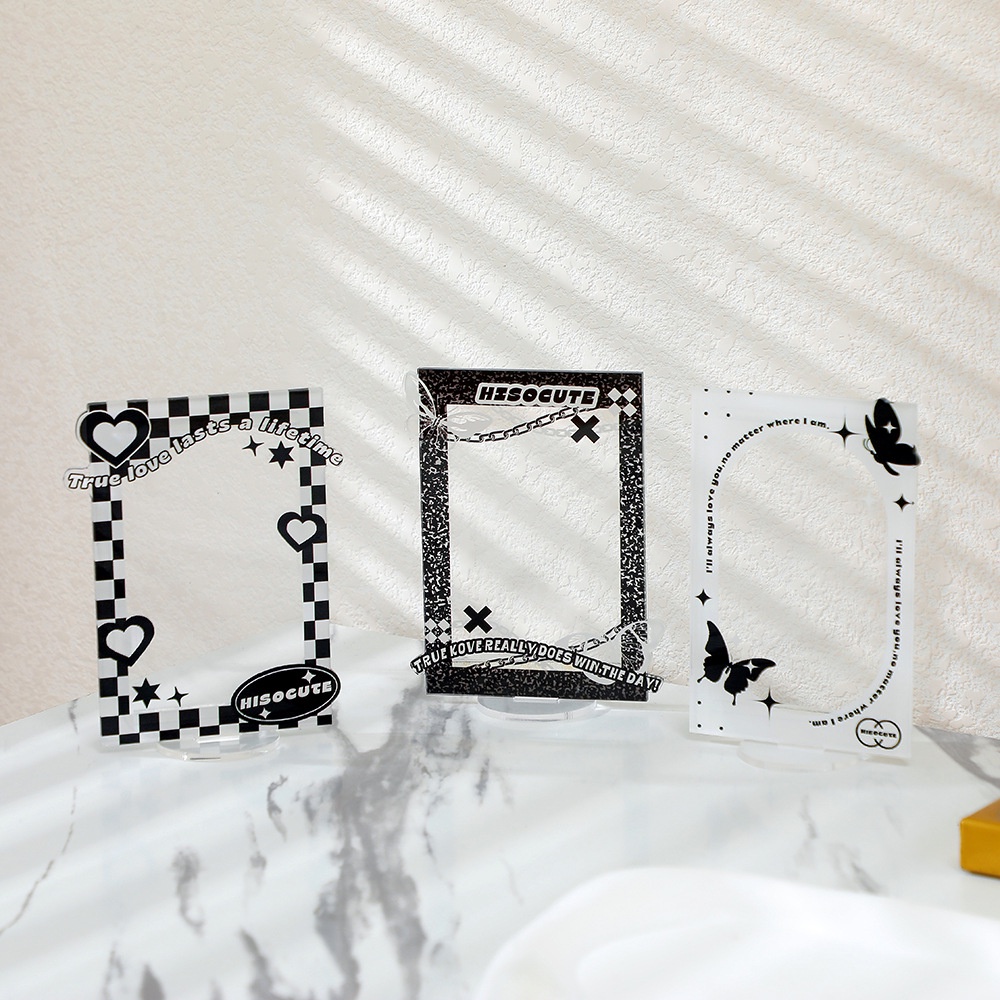 Khung Ảnh 3 Inch Màu Đen Bằng Acrylic Trong Suốt DIY Hình Thần Tượng Kawaii