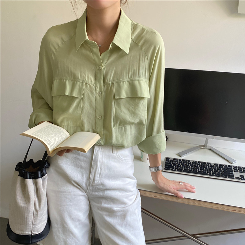 Áo Thun Nữ Cổ Tròn Dài Tay Màu Trơn Đơn Giản 36888