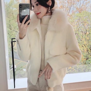 ÁO KHOÁC LÔNG THỎ CỔ LÔNG QCCC