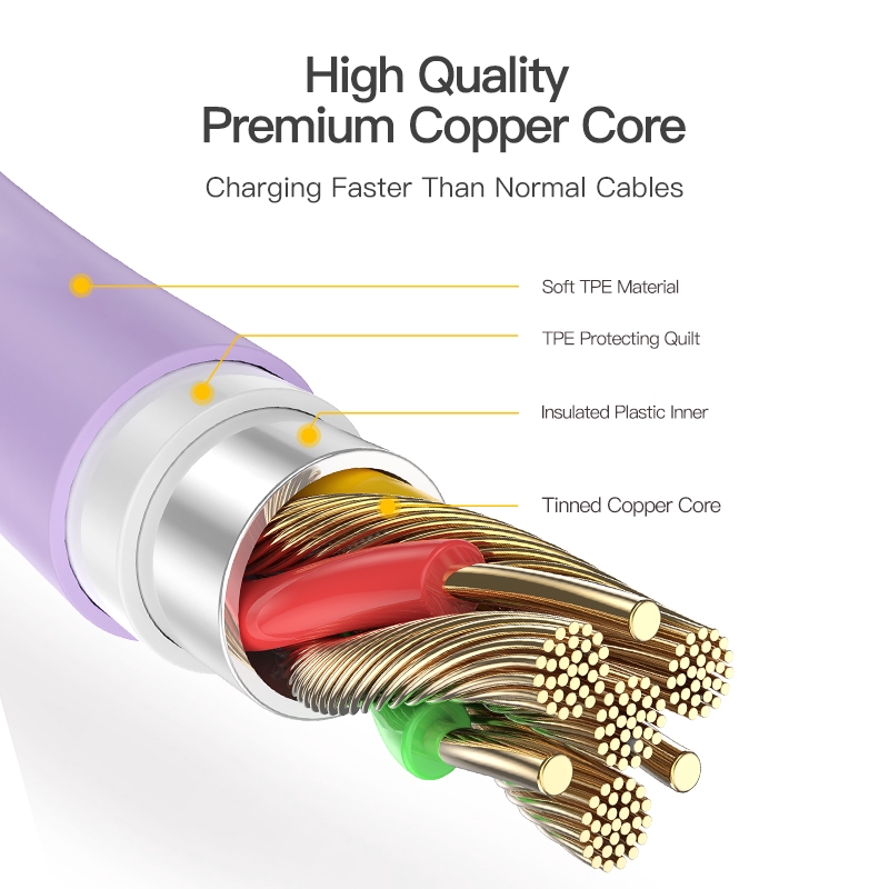 Cáp sạc KUULAA đầu micro USB bằng TPE và silicone dẻo