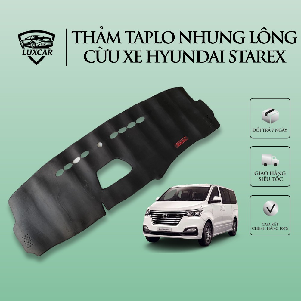 Thảm Taplo Nhung Lông Cừu HYUNDAI STAREX - Đế Cao Su Chống Trượt LUXCAR