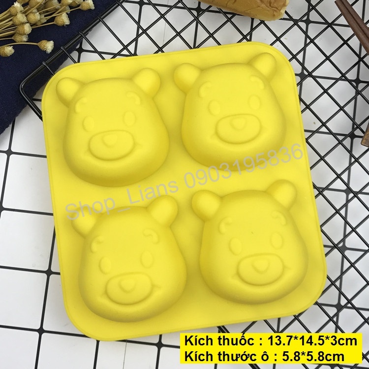 SG - Khuôn silicon gấu pooh làm bánh nướng bánh, đổ thạch rau câu, socola