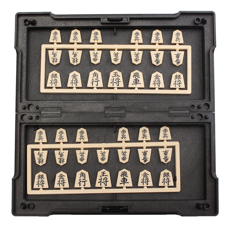 Magnetic Folding Shogi Set Boxed Portable Japanese Chess Bộ cờ tư tính dạng gấp phong cách Nhật Bản 25x25x2cm