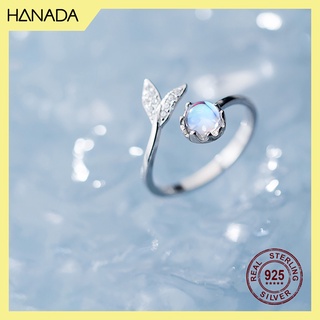 Nhẫn Bạc 925 Hanada Đuôi Cá Đá Xanh 0643 N8