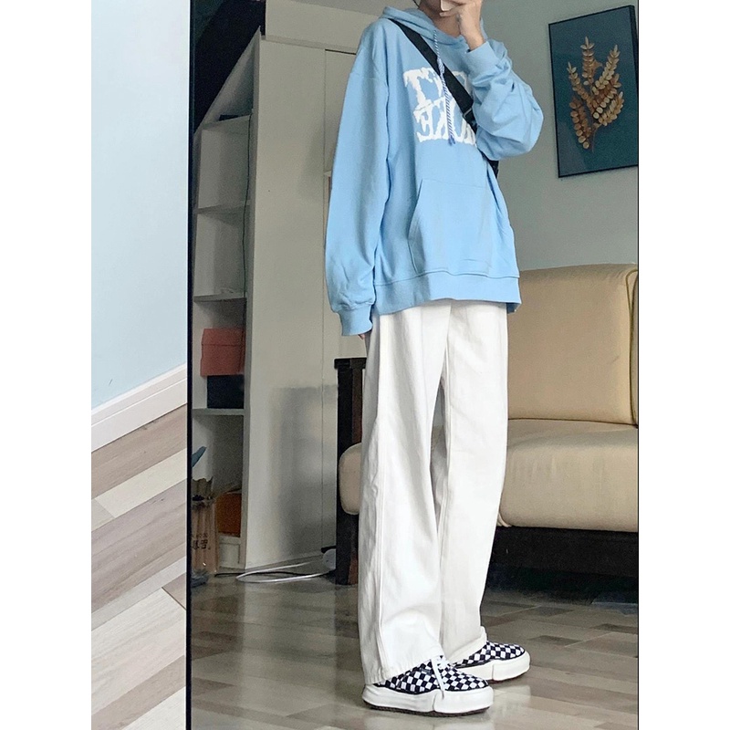 Quần Denim XIAOZHAINV Eo Cao Ống Rộng Thời Trang Hàn Quốc Cá Tính Cho Nữ