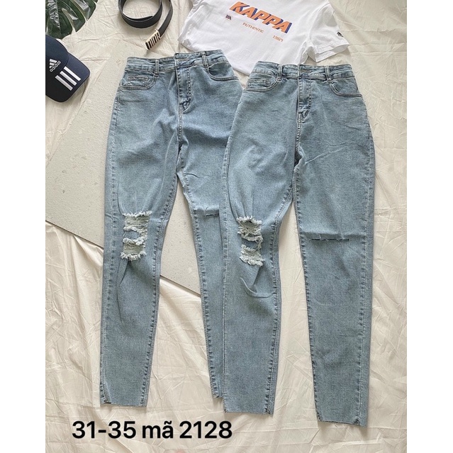Bigsize(31-35)Freeship Quần Bò Jeans Nữ Ôm Body VNXK Lưng Cáo Size Lớn Ms 2128 - TCshopjean