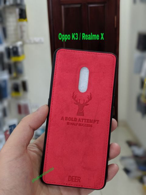 Ốp lưng Oppo K3 / Realme X chống sốc vải đầu hươu thời trang cao cấp