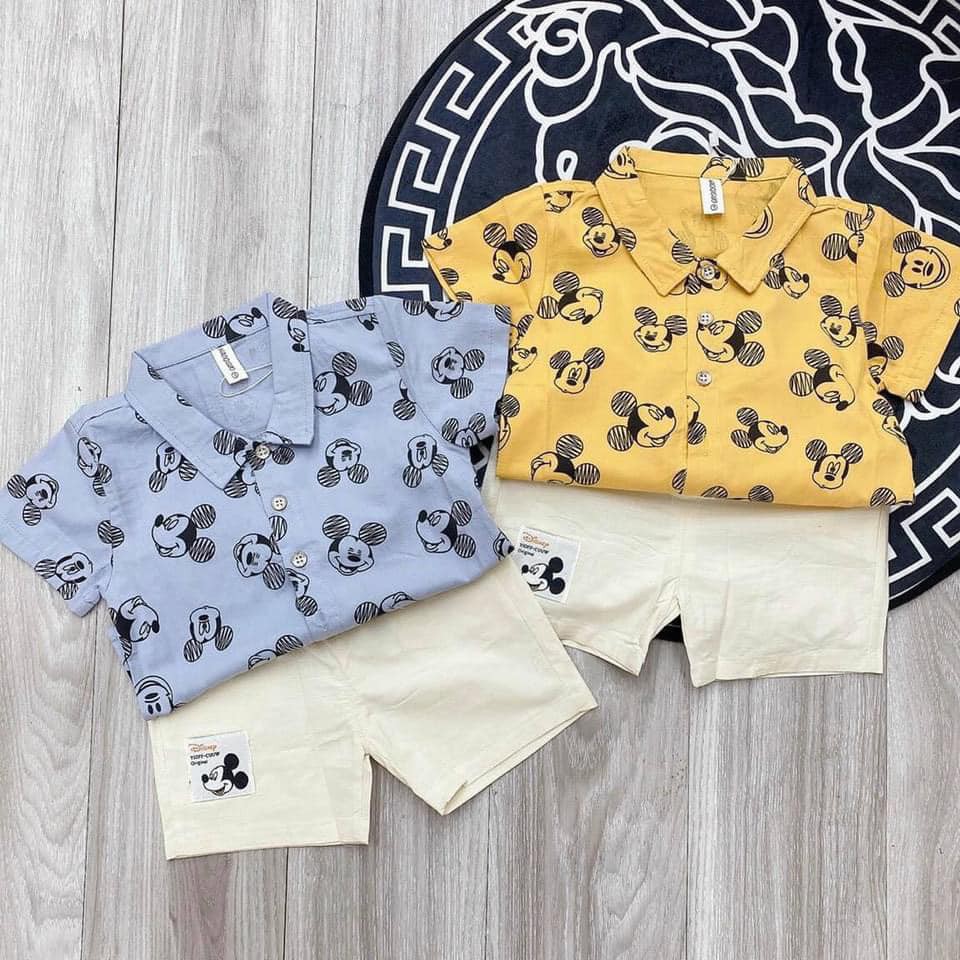 [Mã FAMAYFA2 giảm 10K đơn 50K] Bộ sơ mi mickey 2 màu bé trai