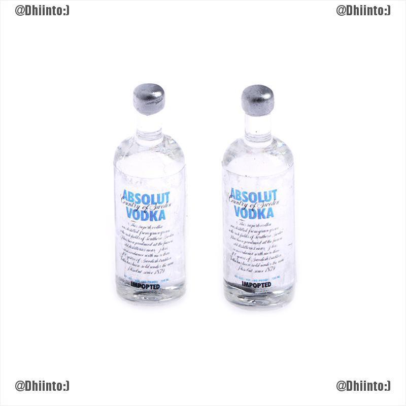 Set 2 chai rượu vodka mini vui nhộn tỉ lệ 1: 12 trang trí nhà búp bê