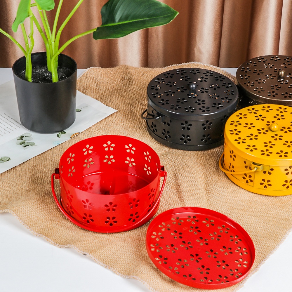 1 Đế Đốt Nhang Muỗi Hình Tròn Bằng Sắt Phong Cách Cổ Điển Trang Trí Nhà Cửa/Sân Vườn/Cắm Trại Nhiều Màu Sắc