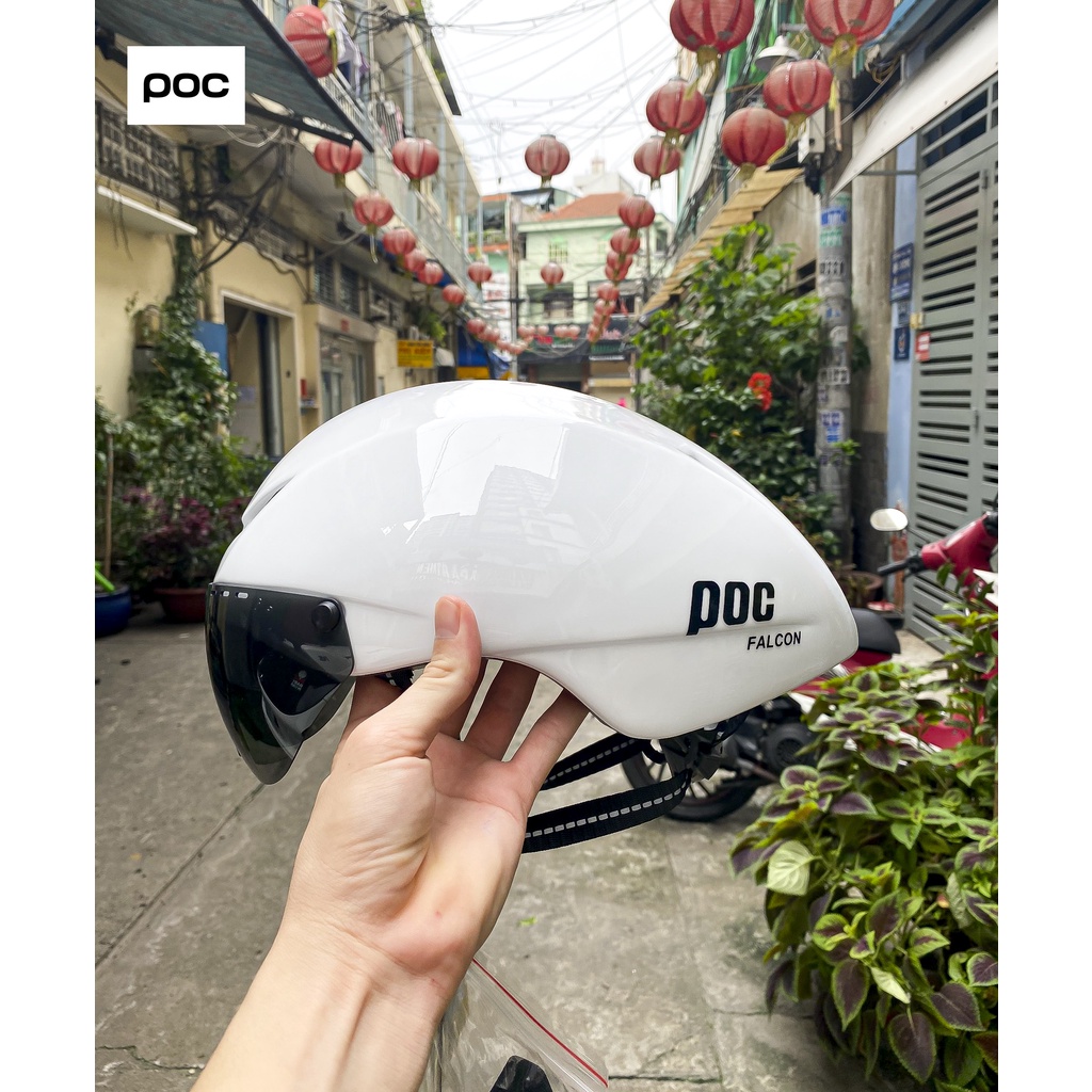 NÓN THỂ THAO POC FALCON TRẮNG BÓNG KÈM TÚI VÀ HỘP CHÍNH HÃNG