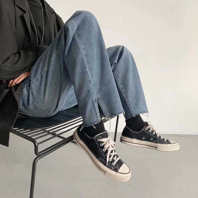 Quần Jeans Ống Rộng Thời Trang Xu Hướng Hàn Quốc Cho Nam Và Nữ