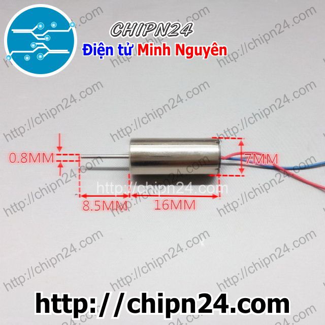 [1 CÁI] Động cơ Mini 716 trục 0.8mm dây Đỏ Xanh