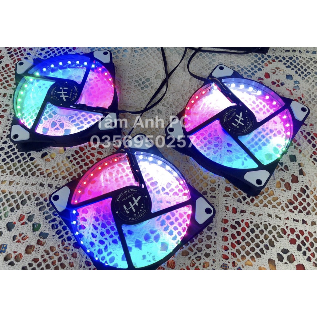 quạt tản nhiệt coolmoon 33 bóng cầu vồng, không cần điều khiển