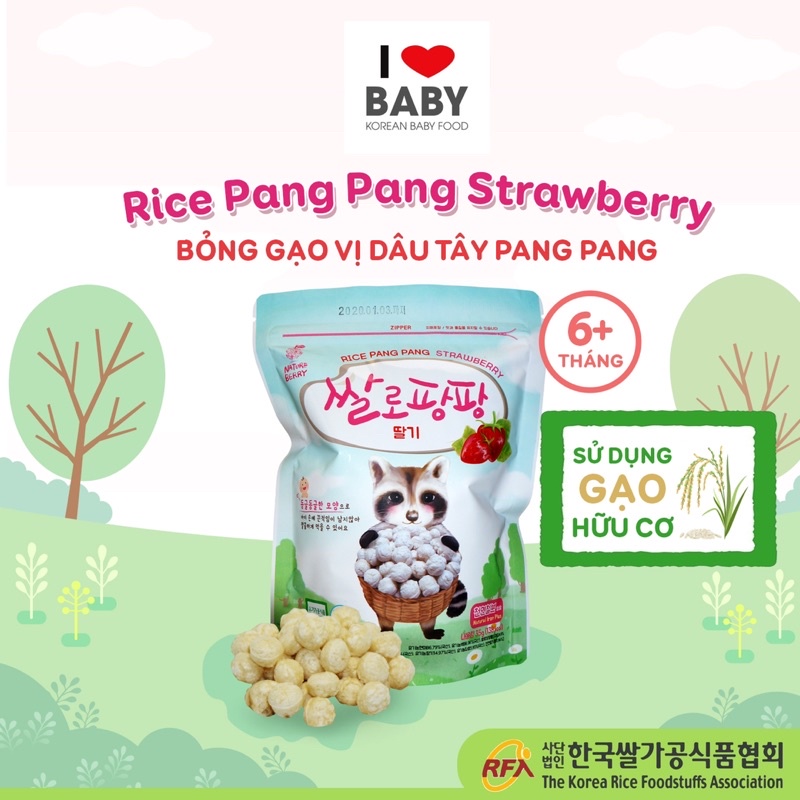 Bỏng gạo ( vị dâu và việt quất ) hữu cơ Pangpang 35g (date T7/2022)