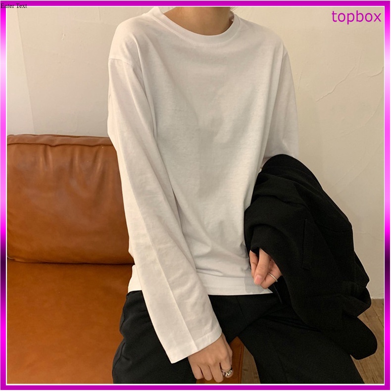 Áo thun dài tay nữ form rộng, áo phông nữ trơn dài tay chất cotton mềm mịn đẹp phong cách Hàn Quốc - Topbox
