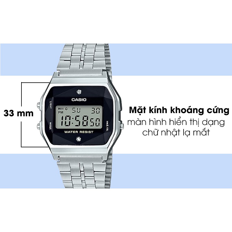 Đồng hồ Casio Chống nước dây kim loại Casio Anh Khuê A159WAD-1DF