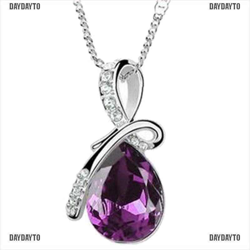 Vòng cổ Mặt Đá Zircon Hình Giọt Nước Màu Xanh Dương Thời Trang