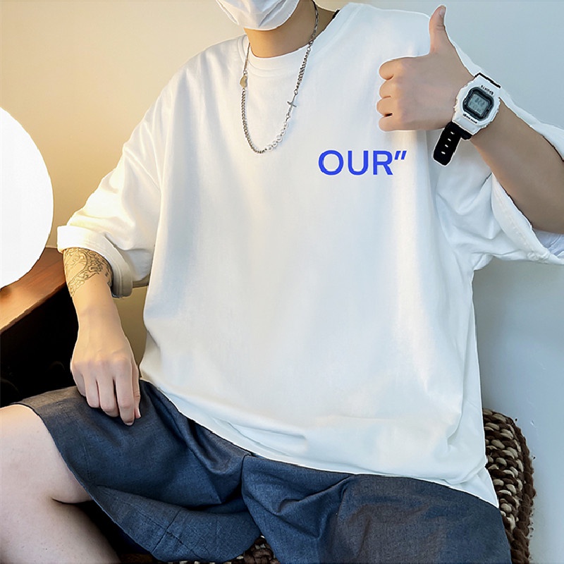Áo Thun Tay Ngắn Dáng Rộng In Chữ Cỡ Lớn Thoải Mái Thời Trang Mùa Hè Cho Nam